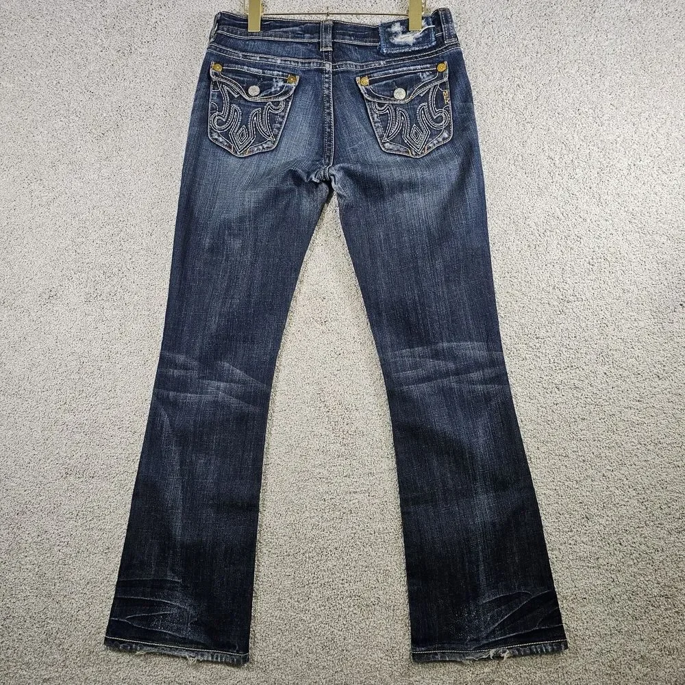 MEK Denim Jeans Womens 28x32 Oaxaca Slim Boot‎ Low Rise Western Biker Rock